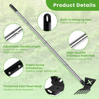 2 in 1 Garden Hoe for Weeding and Cultivator Rake with 57" Long Handle