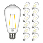 Sigalux Vintage LED Edison Bulb 60 watt Equivalent, Dimmable E26 Light Bulb 2700K Soft Warm White, Clear Glass ST58 Vintage Bulb, 80+ CRI, 700LM, E26 Base, 12 Pack