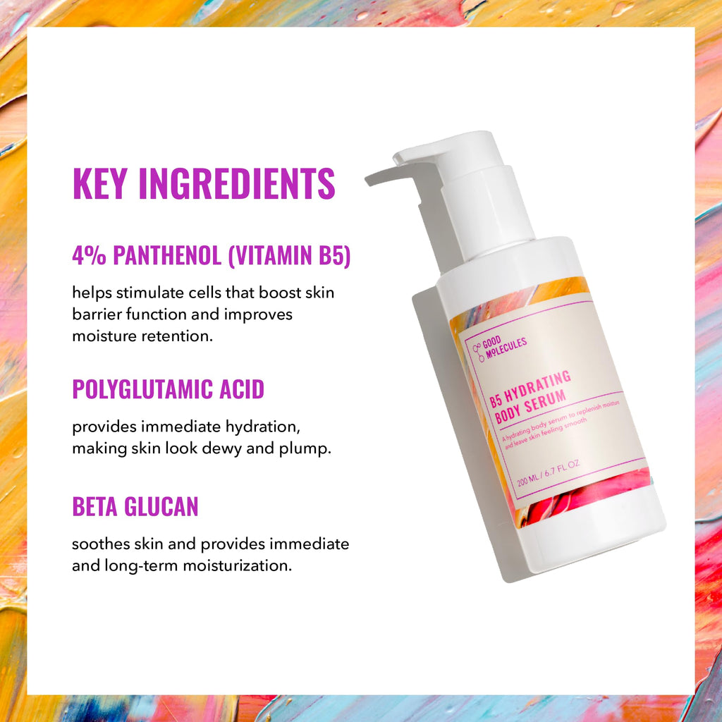 Good Molecules B5 Hydrating Body Serum - Vitamin B5 Ultra Hydrating Serum with Beta Glucan to Retain Moisture and Plumpness, Skin Care for Body