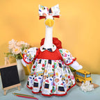 JcHrmers Back to School Porch Goose Outfits Includes Bow Headband Red Schoolbag Doll Collar Dress and Pencil for 23'' Cement Goose Statue for Garden Patio Lawn Yard Outdoor Decoration