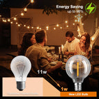 GvvooHome 25 Pack G40 LED Replacement Light Bulbs, Waterproof Clear Globe Light Bulb E12 Screw Base for Outdoor String Lights, Patio Cafe Décor, Dimmable, Warm White