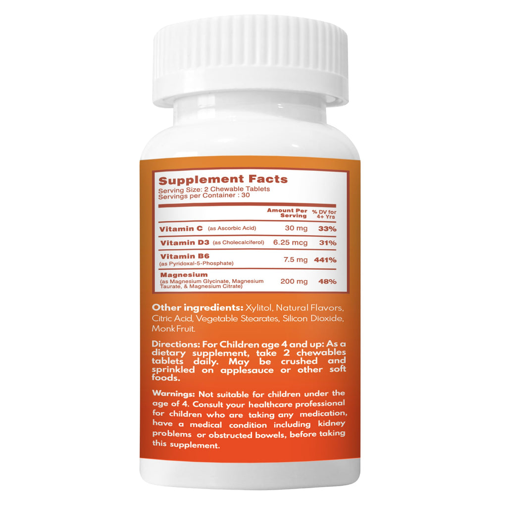 VAL Magnesium for Kids | High-Absorption Magnesium for Calm, Relaxation & Focus | Mg Glycinate, Citrate & Taurate | with Vitamin B6, D & C | Sugar-Free, Non-GMO | Lemonade | 60 Chewable Tablets