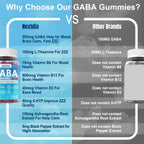 GABA Gummies 500 mg - Sugar-Free Calm Gummies with L Theanine, 5-HTP, Vitamins D3, B12, Ashwagandha, Melatonin-Free for Brain Calm, Mood, Zzz Better, GABA Supplement for Adult, Blueberry Flavor, Vegan
