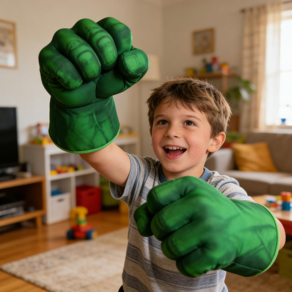 NuGeriAZ Superhero Hands for Kids Smash Punches Gloves Toy Children's Plush Boxing Glove Set Kids Cosplay Costumes for Boy Christmas Birthday Gift(Green A)