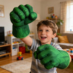 NuGeriAZ Superhero Hands for Kids Smash Punches Gloves Toy Children's Plush Boxing Glove Set Kids Cosplay Costumes for Boy Christmas Birthday Gift(Green A)