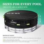 UIRWAY 14 Ft Round Pool Cover with Reflective Strips, Swimming Pool Cover for Above Ground Pools, Solar Cover Including Rope Tie and Luminous Ground Nails, PU Tarp Snug Fit for UV Protected