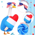 SilTriangle 4th of July Porch Goose Outfit Patriotic Pillow Design with Top Hat for 23" Lawn Cement Goose Independence Day Garden Patio Yard Outdoor Decorations(Ice Lolly)