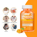 Magnesium Glycinate Gummies 1000mg, High Absorption Sugar Free Magnesium Potassium Supplement for Relaxation, Stress Relief, and Sleep Support for Adults & Kids - 180 Orange Gummies