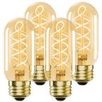 Owilukie E26 LED Bulb 6W Equivalent 60 watt, Vintage Edison Bulbs, Warm White 2700K Amber E26 Edison Bulb dimmable,Tubular T14 T45 LED Light Bulb, AC120V,500lm,CR90+,Glass,Pack of 4