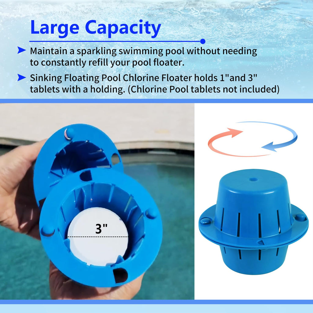 Upgraded Sinking and Floating Pool Cl Dispenser,Sinking Cl Dispenser for Pool,Sinks - Cleans - Floats,Completely immersed, no Waste,Less Smell,Replaces Pool Cl Floater