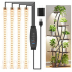 8.6'' LED Grow Light Strips, Full Spectrum 3500K Grow Lights for Indoor Plants, 4 Head with 3/9/12H Timer, 10 Dimmable Levels, Suitable for Seedling, Succulent, Plant Shelf and Greenhouse, 1-Pack