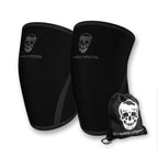 Gymreapers Knee Sleeves (1 Pair) with Gym Bag - IPF Approved - Support Compression Brace for Squats, Fitness, Weightlifting, Cross Training, Powerlifting - 7MM Neoprene Sleeves - For Men & Women (Black/Black, Small)