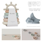 Moonkie Stacks of Circles Soft Teething Toy | Educational Learning Baby Toy | Stacking Ring Toys for Babies Boy and Girl | 7 Piece Teethers Set (Nature)