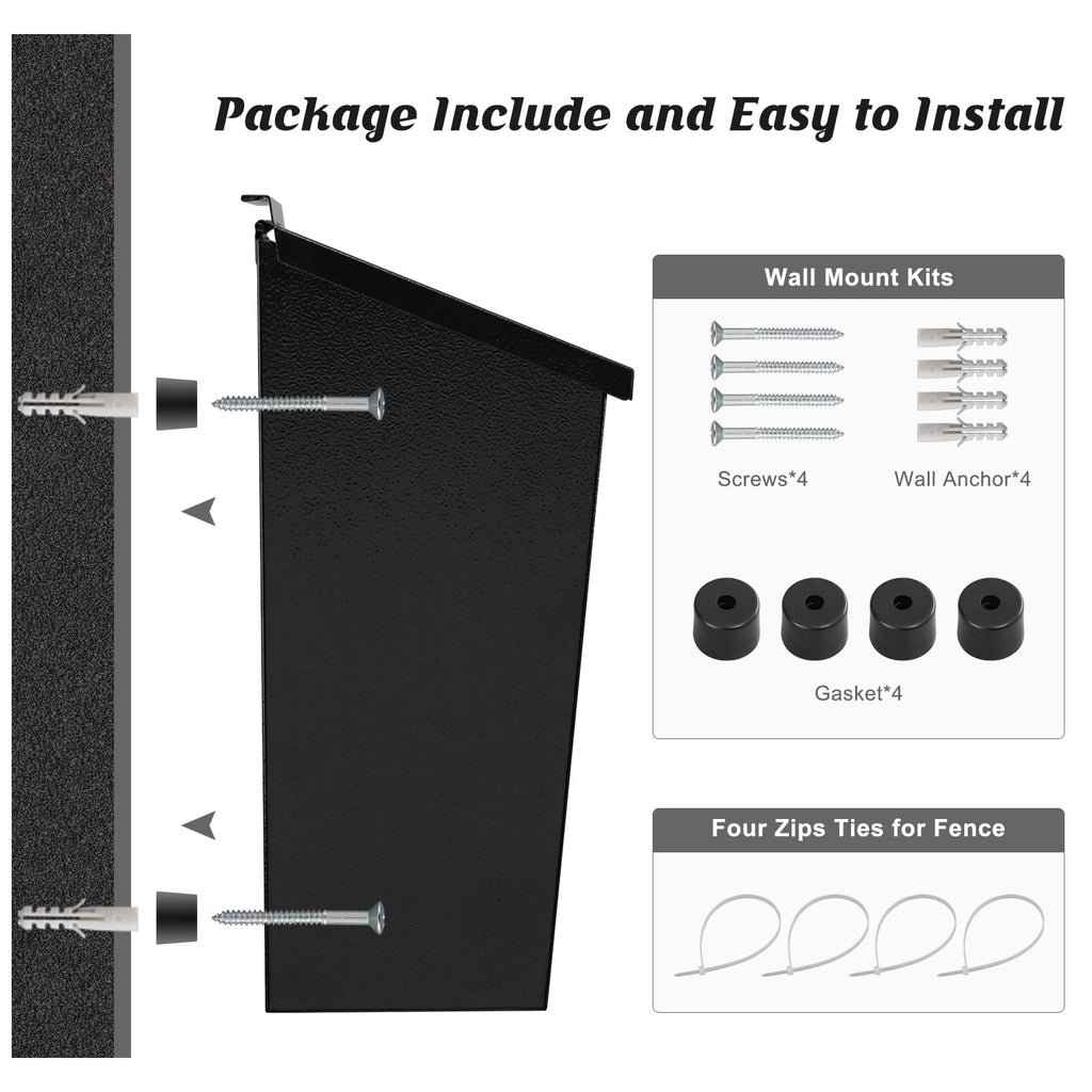 KYODOLED Wall-Mount Mailbox for House, Large Capacity Mail Box, Galvanized Steel Rust-Proof Metal Post Box, Mailboxes for Outside,15.7"x9.9"x4.9" Black