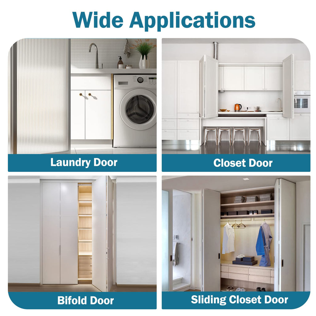 Bifold Door Hardware Repair Kit - 4 Packs Bi-fold Sliding Closet Doors Replacement Parts Include Top & Bottom Bracket, 3/8" Pivot, 7/8" Guides Wheel, for Folding Pocket Door Accordion
