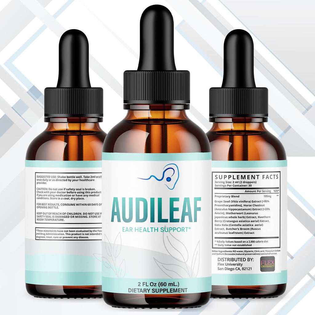 Audileaf Drops, Audileaf Ear Health Support with All Natural Ingredients, Advanced Health and Wellness Support Supplement with Maximum Strength Multivitamins Hearing Support (30 Servings)