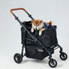 AAApex Atelier Medium Pet Stroller for Small & Medium Dogs, Double Dog Stroller for 2 Dogs, 80 Lbs Capacity Lightweight Integrated Design, Easy Setup Durable Pet Cart with Safe & Comfort Travel