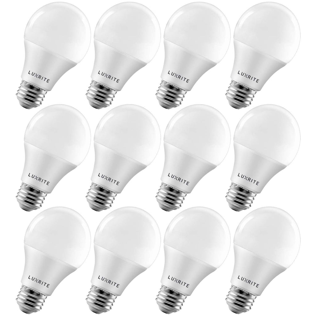 LUXRITE A19 LED Bulb 75W Equivalent, 1100 Lumens, 2700K Warm White, Dimmable Standard LED Light Bulbs 11W, Enclosed Fixture Rated, Energy Star, E26 Medium Base - Indoor and Outdoor (12 Pack)