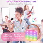 Mini Karaoke Machine Kids Microphone, Haomuren Portable Bluetooth Karaoke Speaker with 2 Wireless Microphones and LED Lights, Christmas Birthday Party Gifts for Kids & Adults