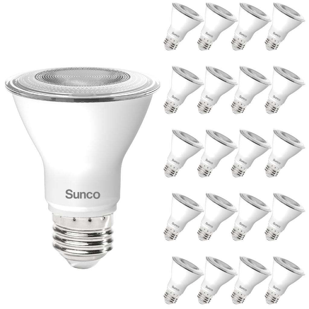 Sunco 20 Pack PAR20 LED Bulbs, Flood Light Bulb Outdoor, 500 LM, 7W (50W Equivalent), 2700K Soft White, E26 Medium Base, Dimmable, Track Lighting for Indoor/Outdoor Use, Wet Rated UL.