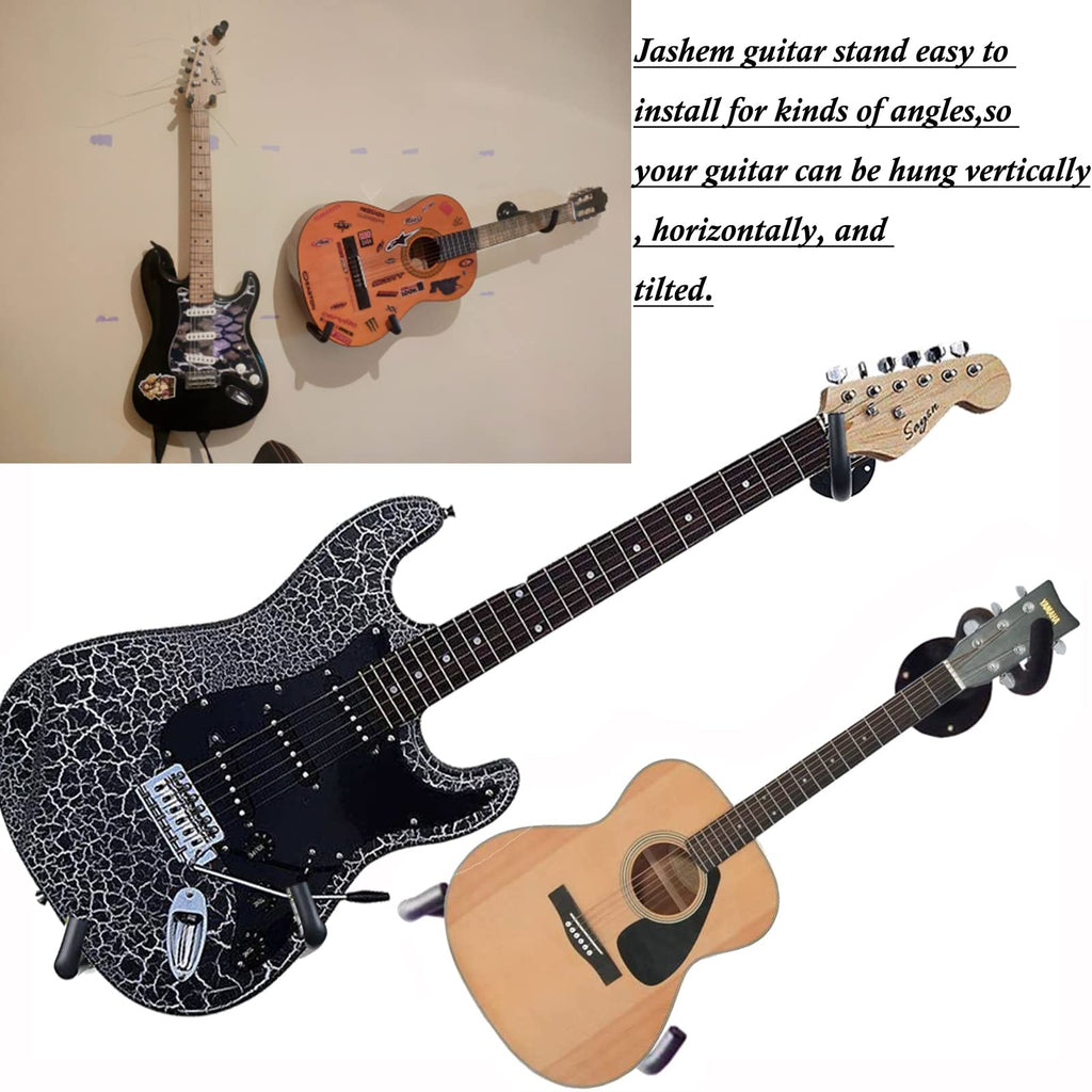 Jashem Guitar Wall Mount - Acoustic & Electric Guitar, Ukulele, Banjo & Mandolin Wall Hanger (2 Packs)