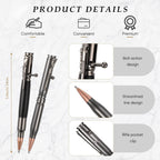 Crtiin 3 Sets Bolt Bullet Pens for Men, Wood Gray Black