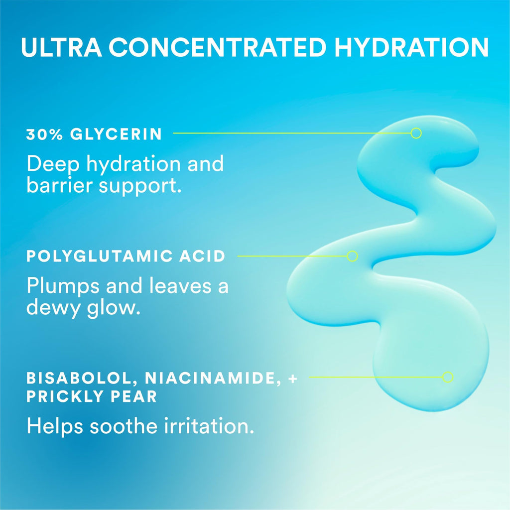 Experiment Super Saturated Ultra Hydrating Barrier Serum - 30% Glycerin, Polyglutamic Acid + Prickly Pear for Intensive Moisture, Plump + Dewy Skin, 1.35 FL OZ - Hydrating Serum for All Skin Types