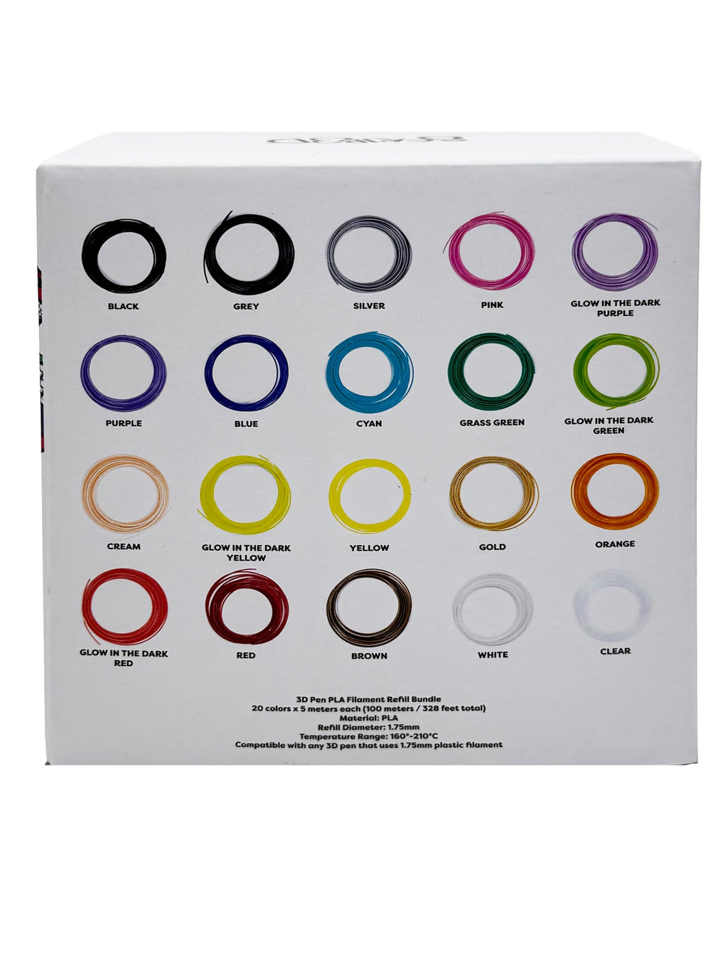 SCRIB3D Pen Filament Refills, 20 Colors, 320 Feet, 1.75mm PLA, Works with SCRIB3D, PIKA3D, MYNT3D and Most Other 3D Printing Pens