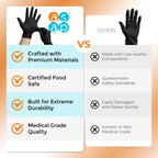 ASAP Black Nitrile Gloves Disposable Latex Free - 4 Mil, Powder Free, Food Safe, Kitchen & Medical Gloves - Durable Rubber Cleaning & Tattoo Supplies (X-Large, 1000 Count)