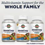 KAL Enhanced Energy Supplement - Whole Food Multivitamin for Men & Women, Wholesome Support from Greens, Fruits, & Vegetables, Energizing Blend for Adults - 60 Count VegTabs