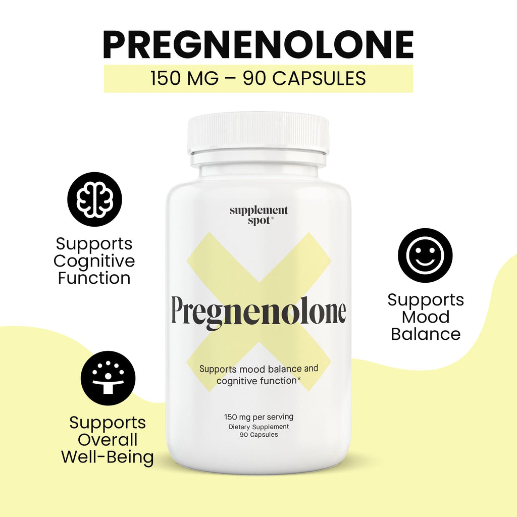 Supplement Spot Pregnenolone 150 Mg Energy Supplement – Pregnenolone to Support Healthy Mood for Women & Men (90 Servings)