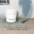 MKS Plastics 2-Gallon Bucket with Airtight Lid – Made in USA, Food Grade BPA Free Plastic, Heavy Duty Multi-Use, Metal Handle with Grip, Stackable Storage – White, 10 Pack