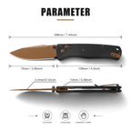 VIRENKNIFE Folding Pocket Knife，Lightweight Pocket Knife 2.95'' 14C28N Steel Blade G10 Handle Small EDC Knife with Pocket Clip,Crossbar Lock，Sharp Camping Survival Hiking Knife Gifts for Men Women