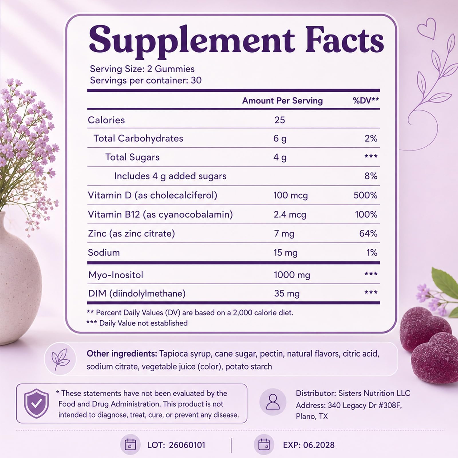 Sisters Nutrition, Enhances Energy and Mood, Vitamins, Minerals, 60 Gummies