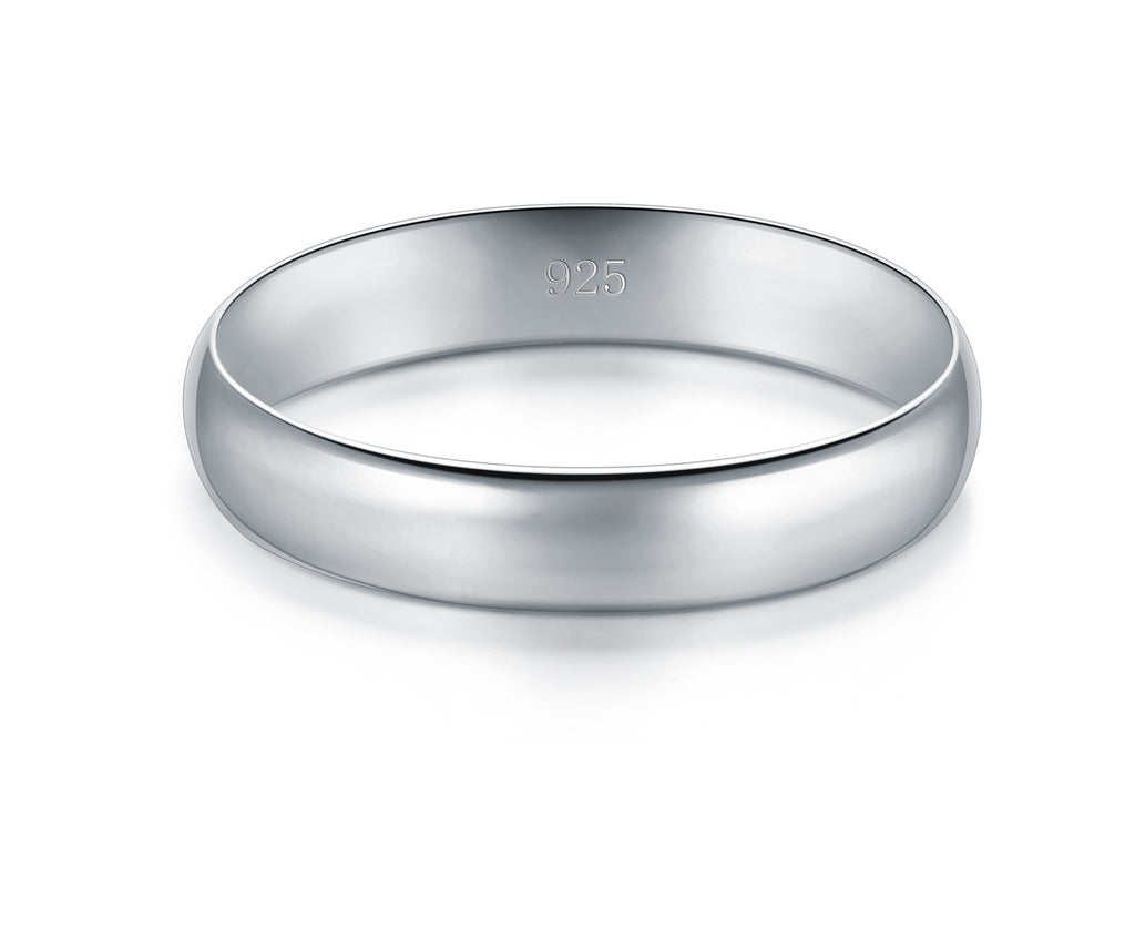 BORUO Wedding Band, Sterling Silver Stacking Ring, 4mm Size 7.5