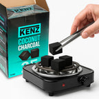 KENZ Coconut Charcoal Cubes 25 mm — 100% Natural, Low Ash, 72 pcs