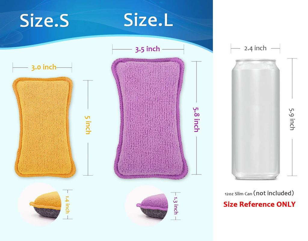 UPSTAR Dish Sponges Kitchen, Microfiber Cleaning Scrubber for Dishwashing, Sink, Basin and Multi-Pupose, Size L Pack of 8