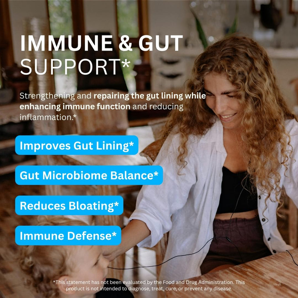 Simply Basically Colostrum Powder & Collagen Peptides, Biotin, Hyaluronic Acid & Vitamin C | Gut Health & Bloating, Immune Support, Hair, Skin & Nails Supplement | Unflavored | 11g Per Serving