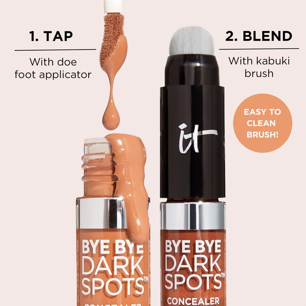 IT Cosmetics Bye Bye Dark Spots Concealer + Brightening Serum – 2% Niacinamide, Hyaluronic Acid & Caffeine - Medium Coverage, Natural Finish, All Skin Types – 12 Fair Warm, 0.22 fl. oz