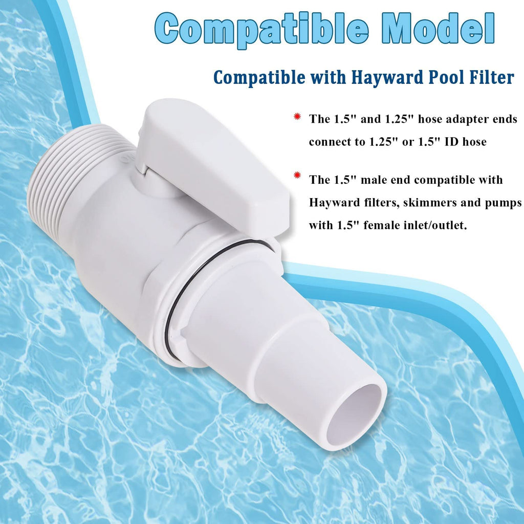 SP0729 Econoline 2 Way Ball Valve Replacement Compatible with Hayward – 1.5" MIP x 1.5" - 1.25" Hose Adapter Econoline ABS Valve, 50 psi, Non-Corrosive