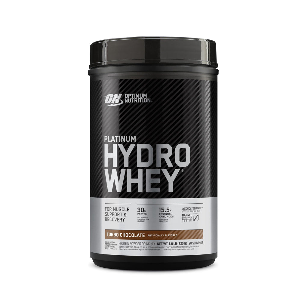 Optimum Nutrition Platinum Hydrowhey Protein Powder, 100% Hydrolyzed Whey Protein Isolate Powder, Flavor: Turbo Chocolate, 20 Servings, 1.8 Pounds (Packaging May Vary)