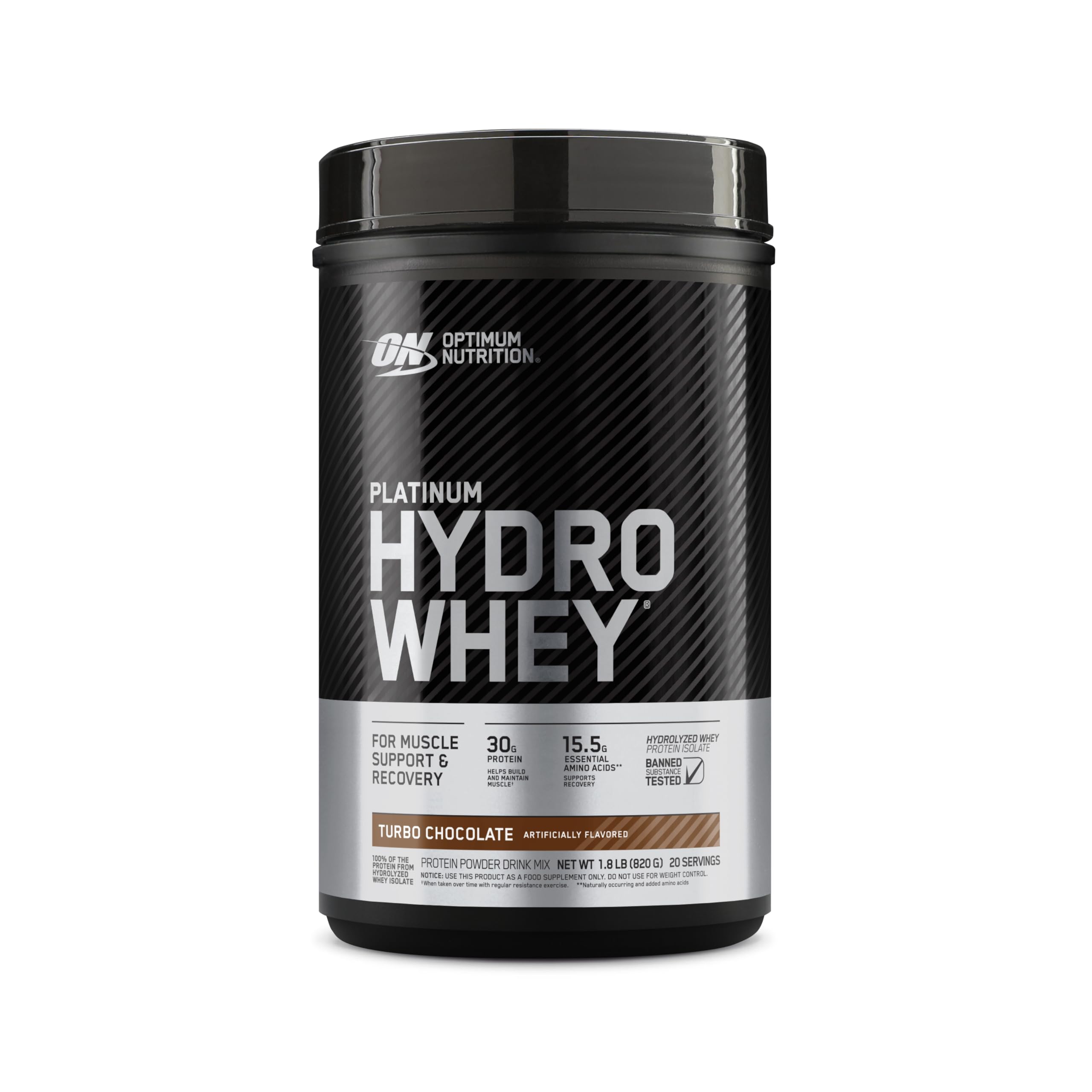 Optimum Nutrition Platinum Hydrowhey Protein Powder, 100% Hydrolyzed Whey Protein Isolate Powder, Flavor: Turbo Chocolate, 20 Servings, 1.8 Pounds (Packaging May Vary)