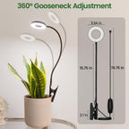 LORDEM Grow Lights for Indoor Plants, 2 in 1 Full Spectrum Plant Light with 360° Gooseneck, 48 LEDs, Auto Timer 6/8/12/16H, 3 Lighting Modes,5 Brightness Levels for Small Plants, 3 Pack Black