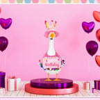 Memorywuu Happy Birthday Porch Goose Outfit Lawn Goose Cloth Costume for 23" Cement Plastic Patio Yard Statue Outdoor(Pink,Tutu Skirt)