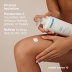 ISDIN Body Lotion Uradin 10, 24-Hour Intense Hydration, Non-Greasy, Fast-Absorbing Moisturizer for Dry or Very Dry Skin, Helps Relieve Itching Due to Dryness, 13.5 Fl. Oz.