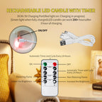 200 Hours Glass Rechargeable Flickering Flameless Candles with Remote3
