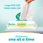 Pampers Sensitive Baby Wipes, Unscented, Fragrance Free, Clinically Proven, Water Based, Hypoallergenic, Multi-Use, Hand Wipes, 504 Wipes Total (9X Flip-Top Packs)