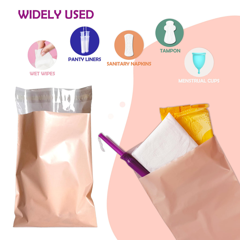 JoseHana Disposable Sanitary Bags, 300 Pcs Sanitary Napkin Disposal Bag with Self-sealing Seals, Personal Disposal Bags for Period, Feminine Hygiene for Personal or Pet Waste, 10" x 6", Pink