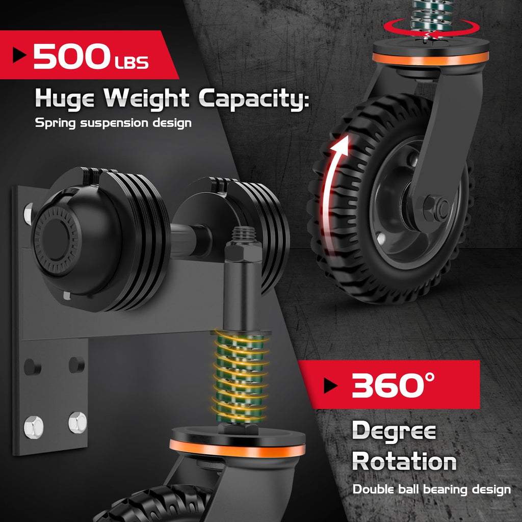 6 Inch Heavy Duty Fence Gate Wheel - 500lb Capacity for Metal Tube Gates with 360 Degree Rotation Spring Loaded Caster - Includes Screws and Screwdriver - Durable Wheel for Smooth Operation (Black)