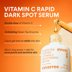 innisfree Green Tea Enzyme Vitamin C Serum for Dark Spot Fading, Korean Face Serum for Glow and Radiance